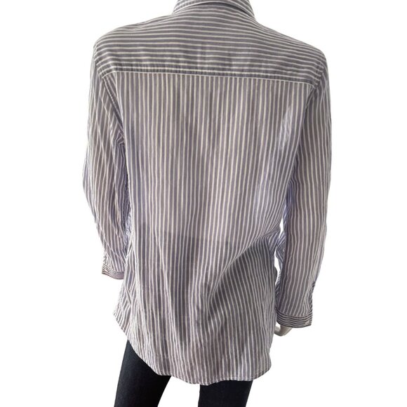 J.McLaughlin Womens Blue & White Striped Button-Down Shirt Size M - Picture 2 of 8